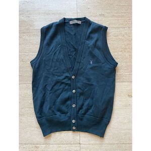 Playboy blue men's Button-Front Sleeveless Sweater Vest Casual Knit‎ Top M